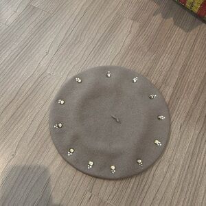 all wool vintage beret with rhinestone detail